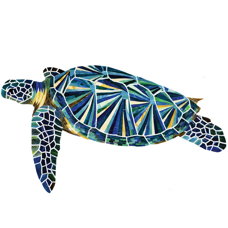 Sea Turtle Glass Pool Mosaic