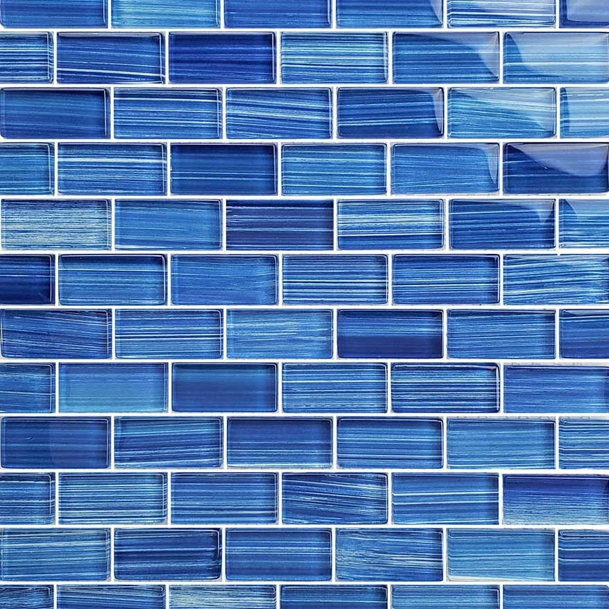 Caribbean Blues 1 X 2 Glass Tile Aquatiles 1746