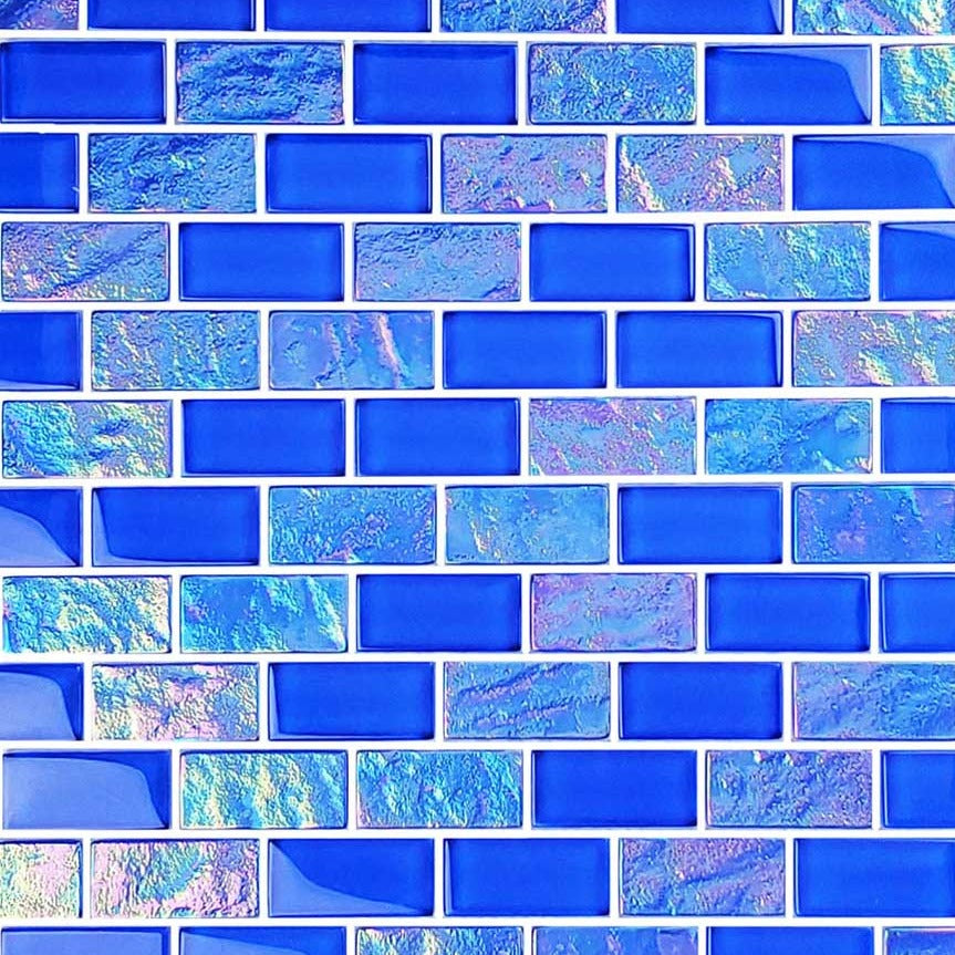 Cobalt Blue 1 X 2 Iridescent Glass Tile Aquatiles 4504