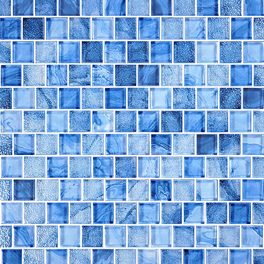 Lapis Blue 1x1 Waterline Glass Pool Tile