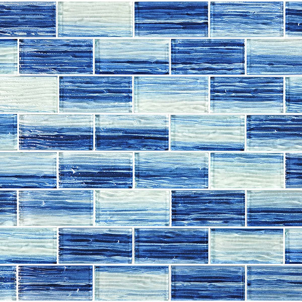 Mirage Blue Blend 1.5" x 3" Glass Pool Tile