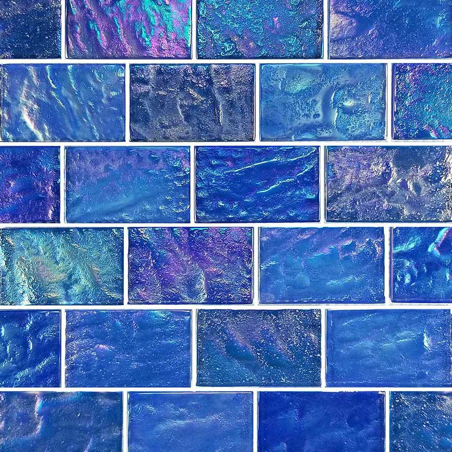 Oceanic Light Blue 2" x 3" Iridescent Glass Tile AquaTiles