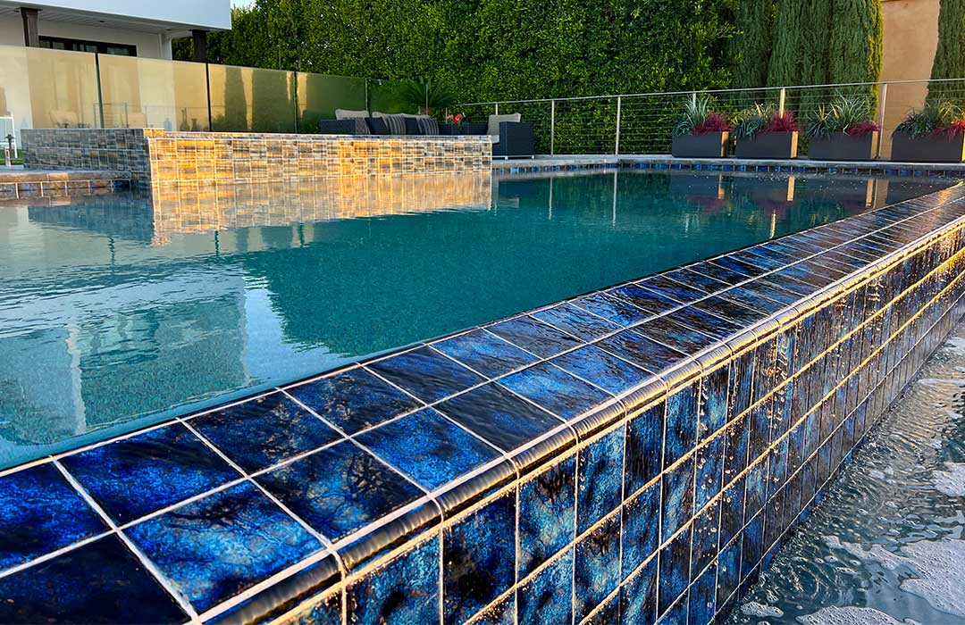6x6 pool tile installed on a luxurious swimming pool