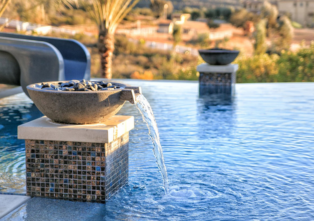 Bronze Modern Pool Tile Installed on Water Feature