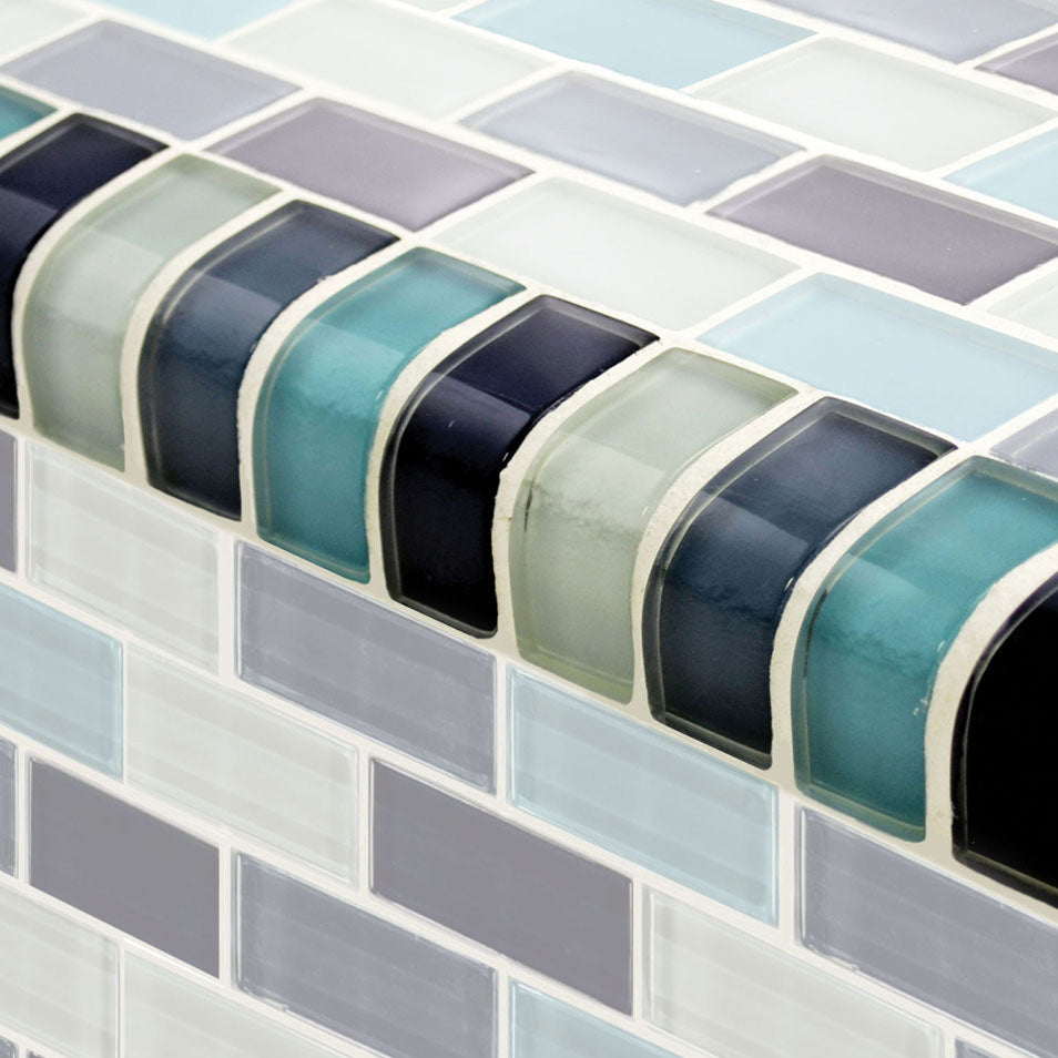 Aqua Blue Blend 1" x 2" Glass Tile