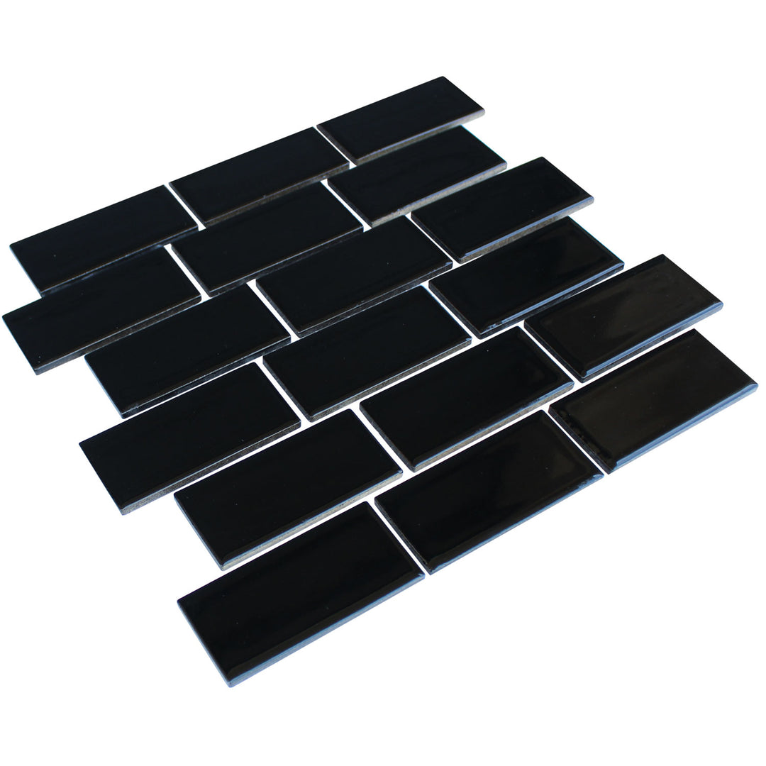 Black Glossy 2x4 Porcelain Tile