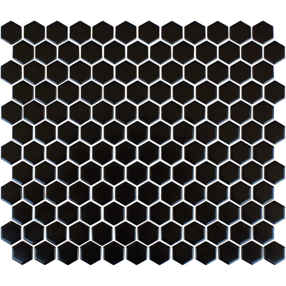 Black Matte Hexagon 1x1 Porcelain Tiles