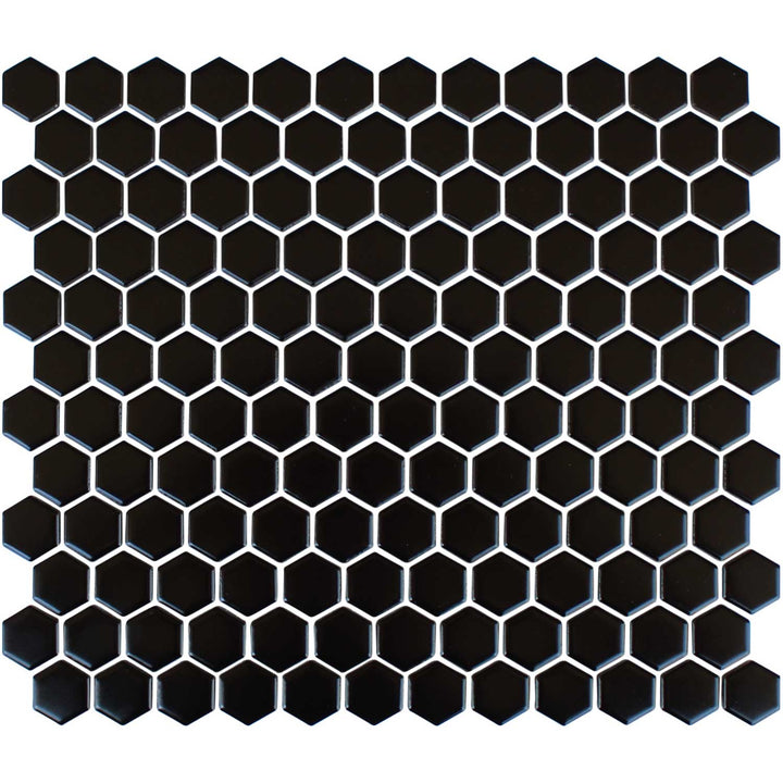 Black Matte Hexagon 1x1 Porcelain Tiles