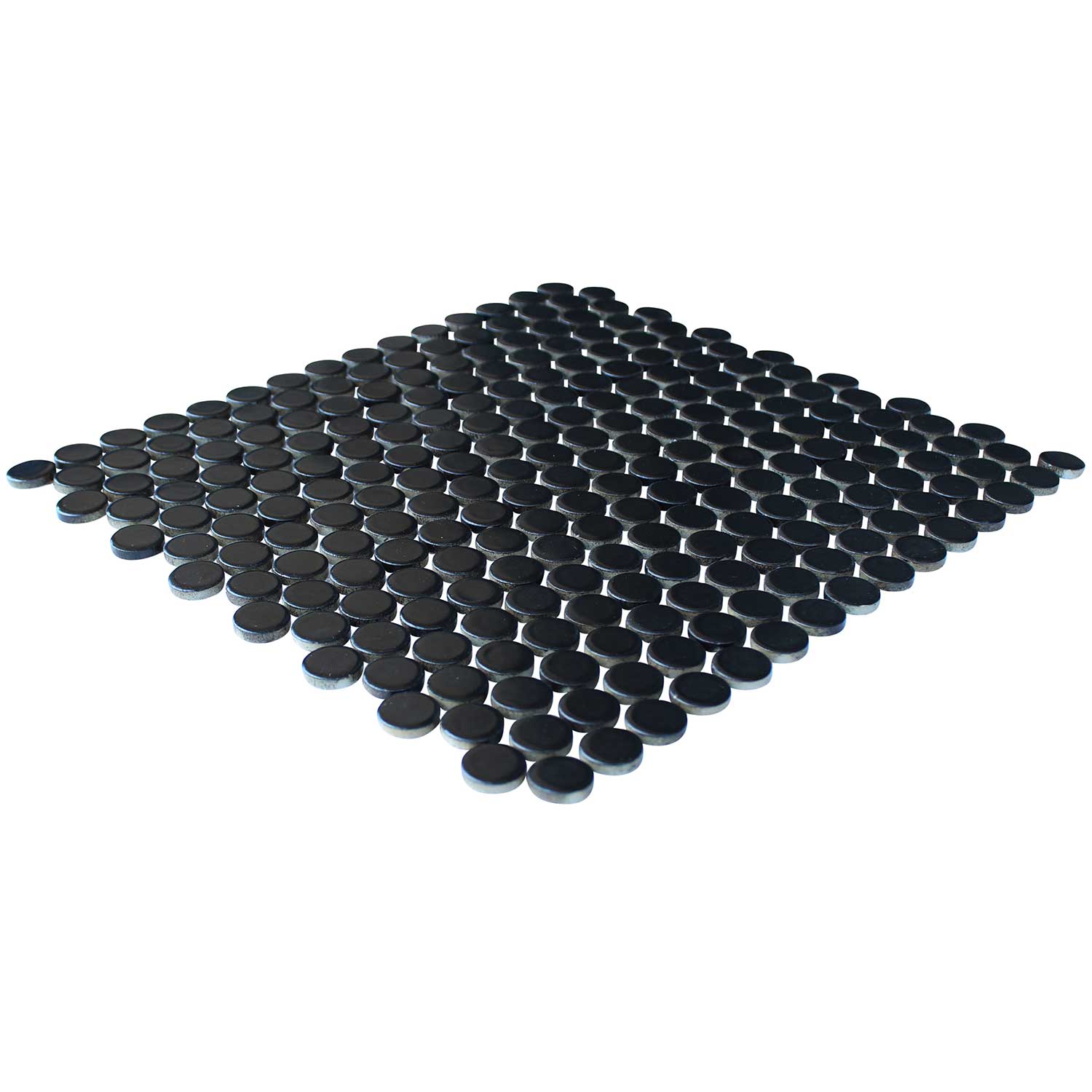 Modern Rounded Tile Black Matte Penny Round Porcelain Mosaic Tile – AquaTiles