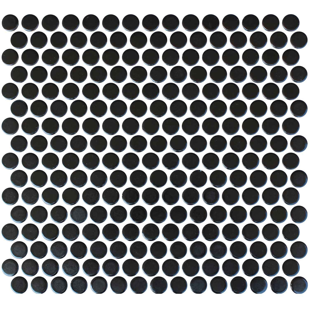 Black Matte Penny Round Porcelain Tile Mosaics