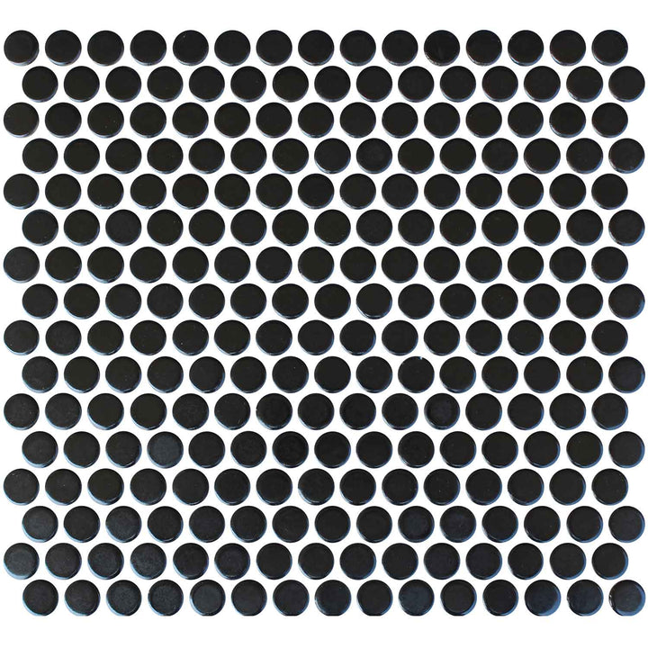 Black Matte Penny Round Porcelain Tile Mosaics