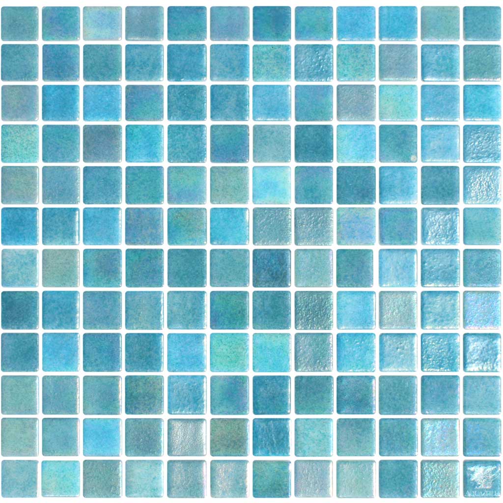 Blossom Turquoise Iridescent 1x1 Glass Pool Tile