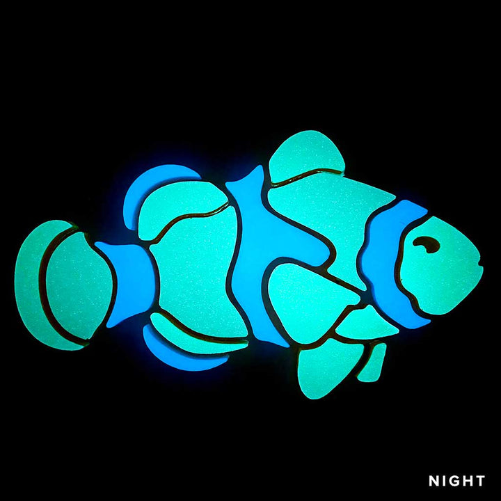 Blue Clownfish Facing Right NightTime Glow in the Dark Mosaics