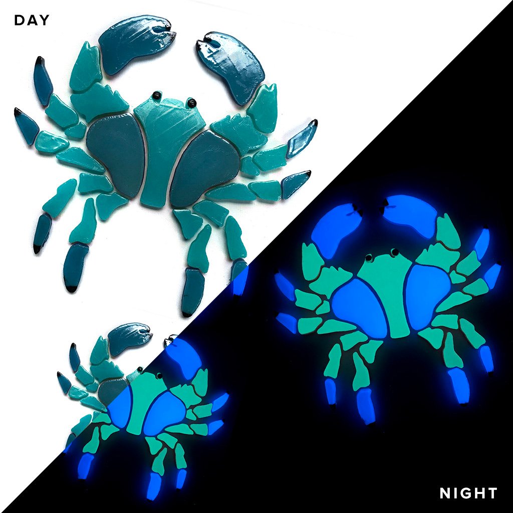 Blue Crab Family Glow in the Dark Pool Mosaics