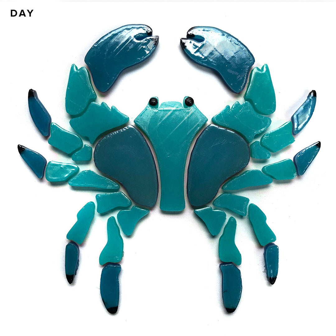 Blue Crab Large Day Glow in the Dark Pool Mosaic Daytime