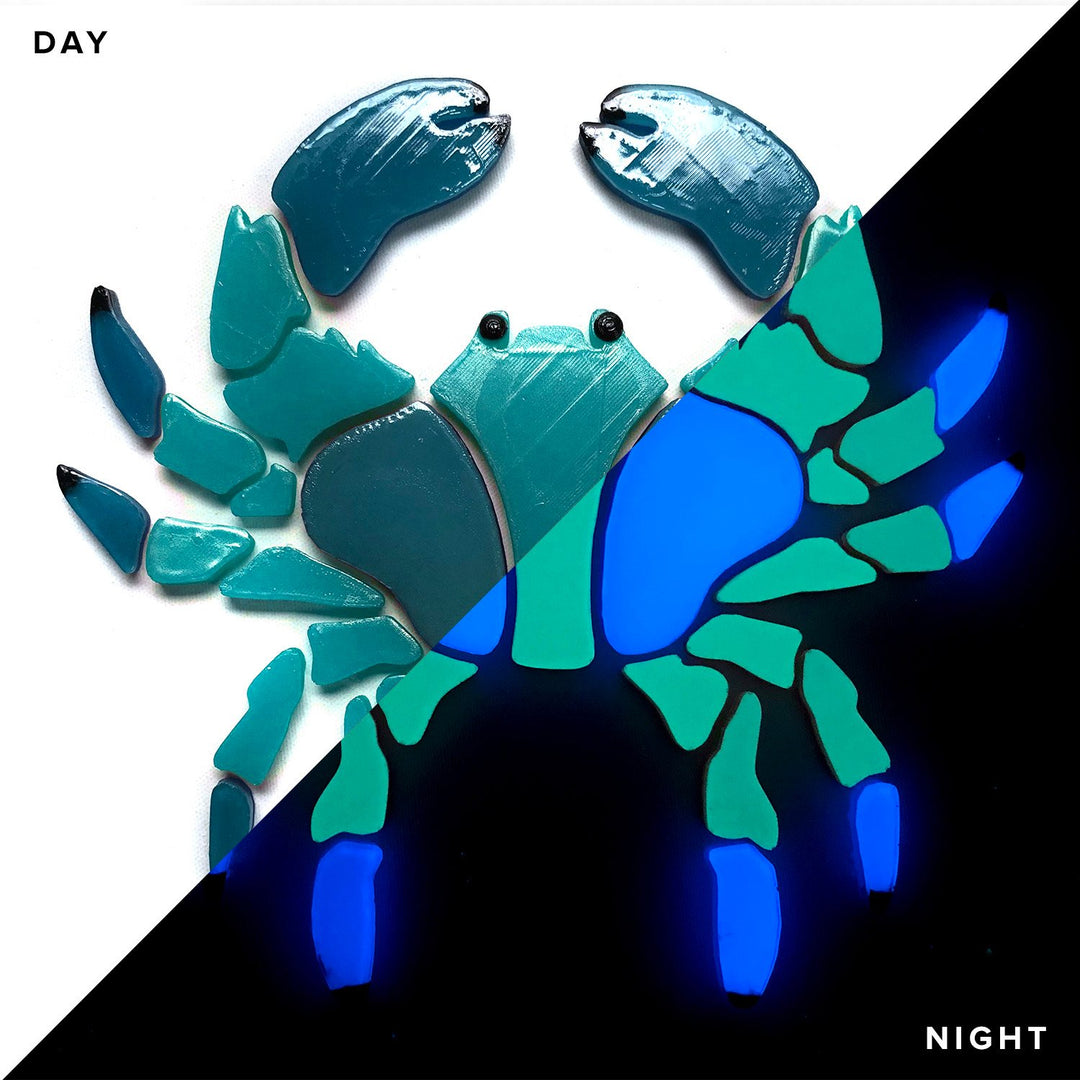 Blue Crab Large Day Glow in the Dark Pool Mosaic