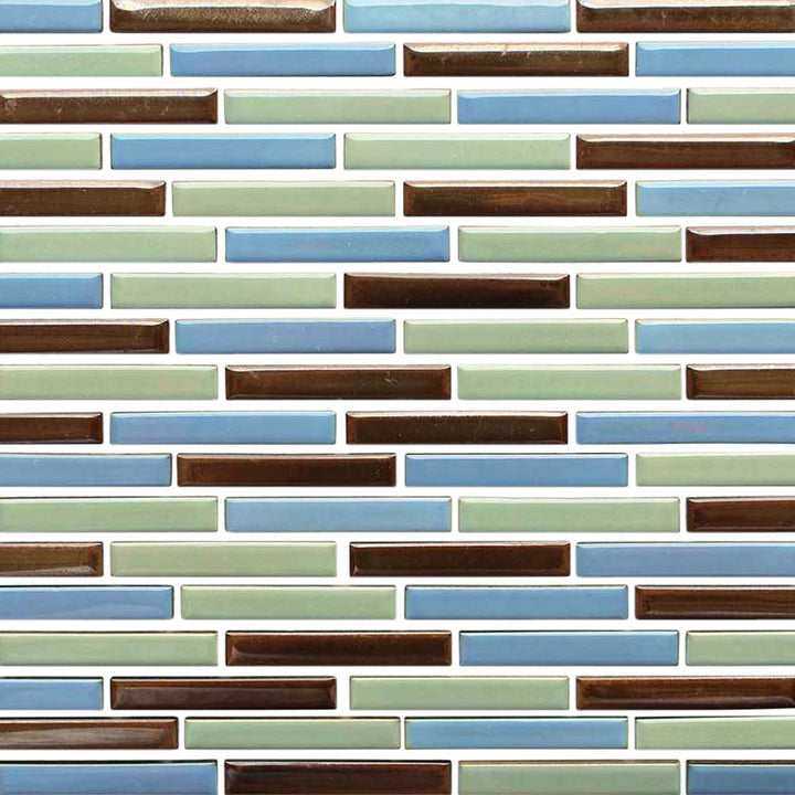 Blue Green Brown 1/2" X 3 1/4" Porcelain Pool Tile