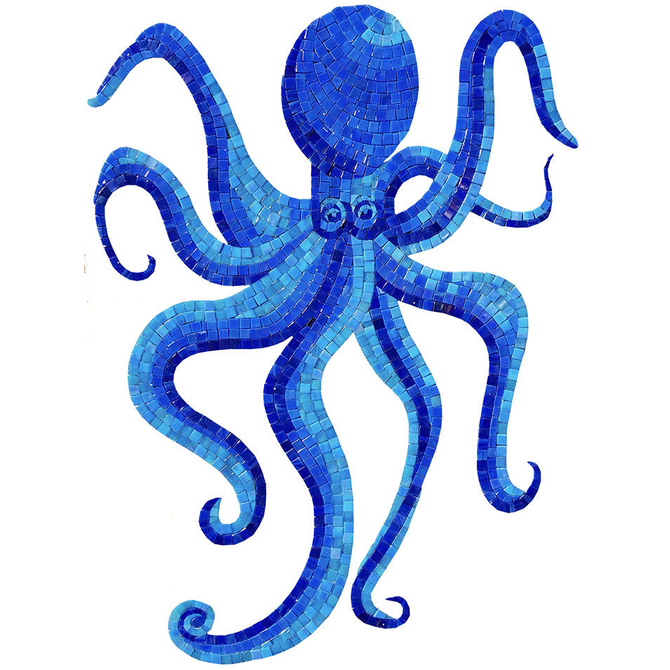 Blue Octopus Glass Pool Mosaic