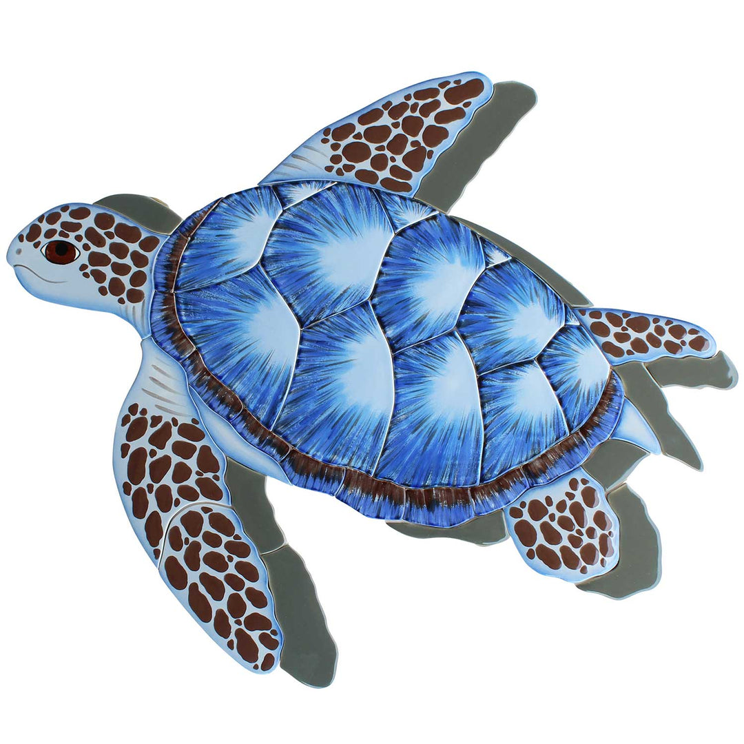 Blue Sea Turtle with Shadow 20x20 Pool Mosaic