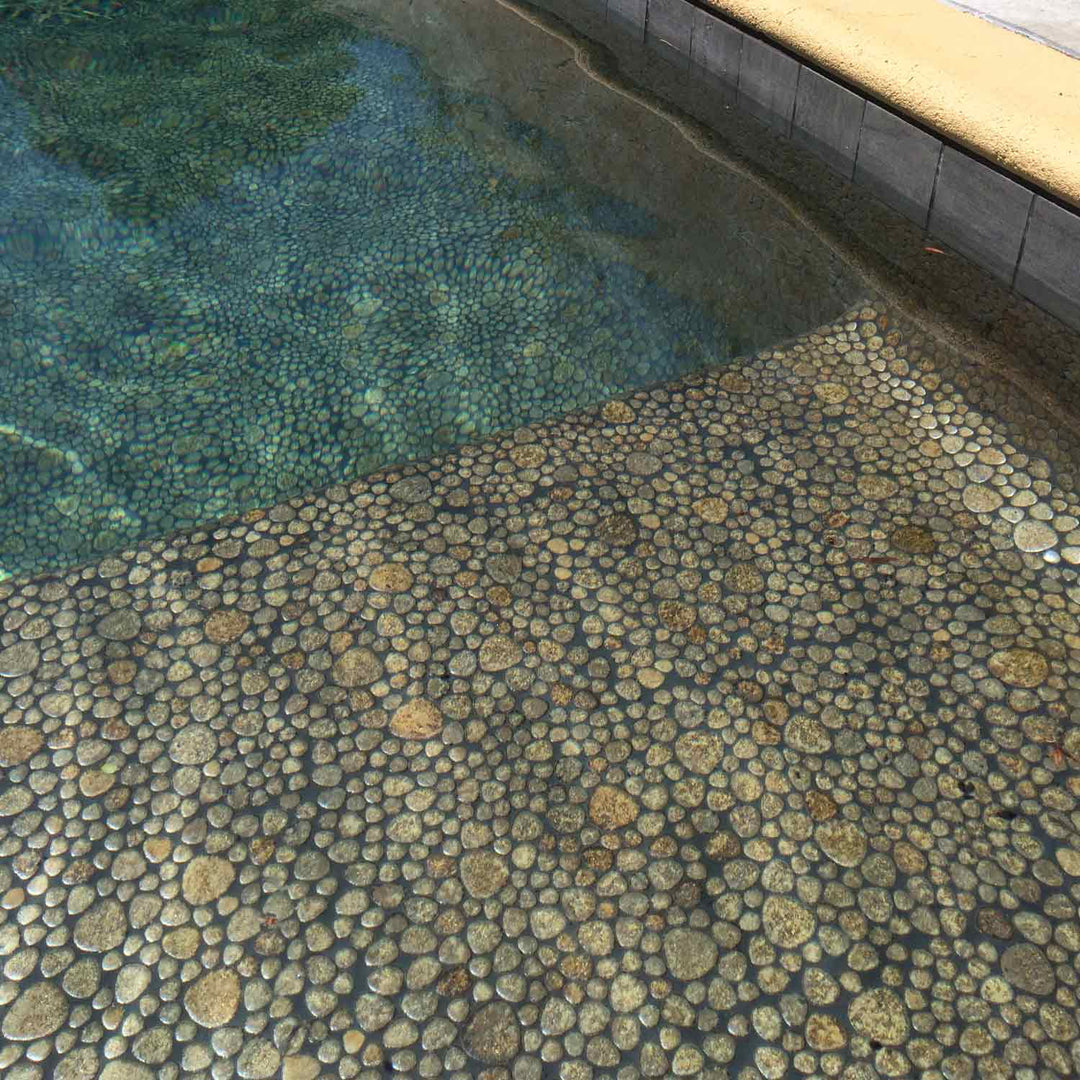 Bronze Pebble Stone Porcelain Pool Tile | Shower | Beach Entry | Spa ...