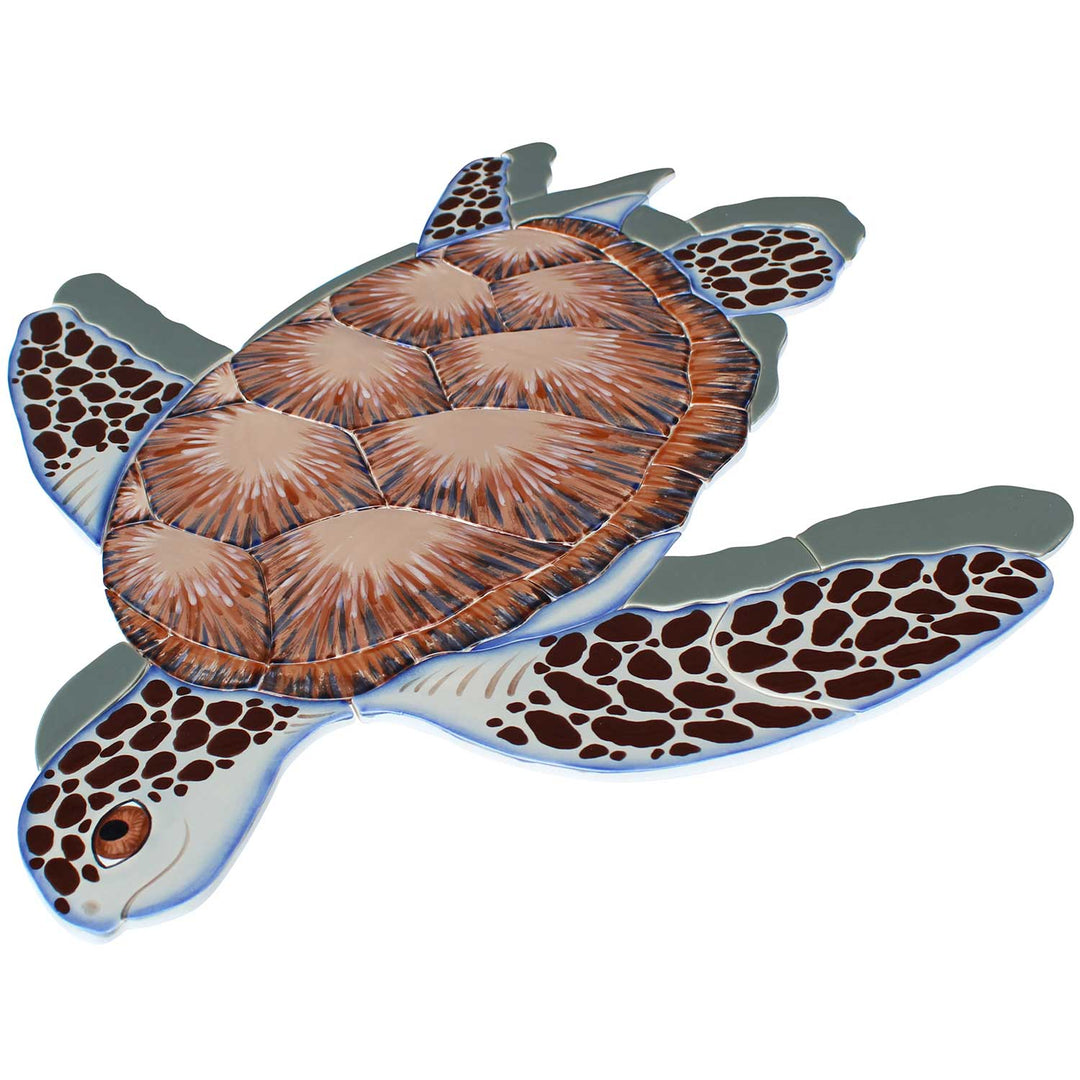 Brown Sea Turtle with Swimming Down 20x20 Pool Mosaics