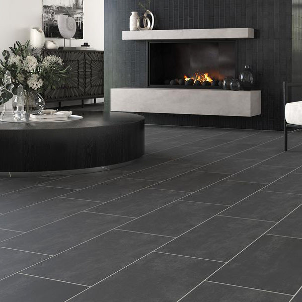 Carbon Black 12x24 Porcelain Floor Tile for Living Room