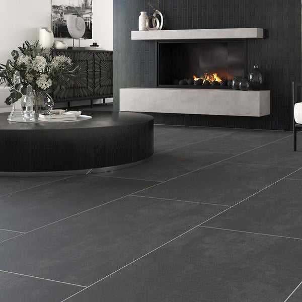 Carbon Gray 24x48 Porcelain Floor Tile for Living Room Wall