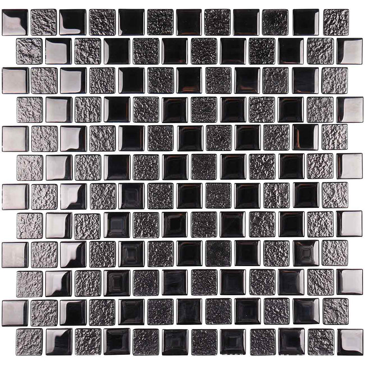 Classic Black 1x1 Glass Mosaic Pool Tile