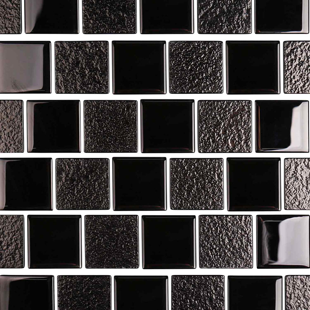 Classic Black 2x2 Glass Mosaic Pool Tiles for Walls Backsplash