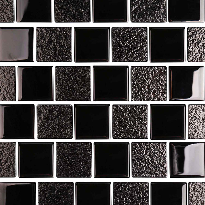 Classic Black 2x2 Glass Mosaic Pool Tiles for Walls Backsplash