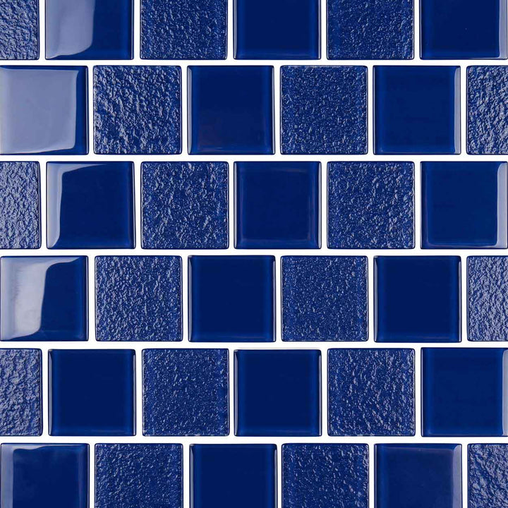 Classic Blue 2x2 Glass Mosaic Pool Tiles for Walls Backsplash