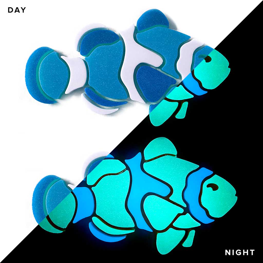 Clownfish 2 Pack Daytime Nighttime Facing Right Glow in the Dark Mosaics
