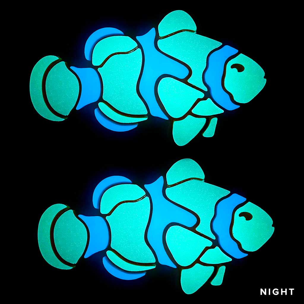 Clownfish 2 Pack Nighttime Facing Right Glow in the Dark Mosaics