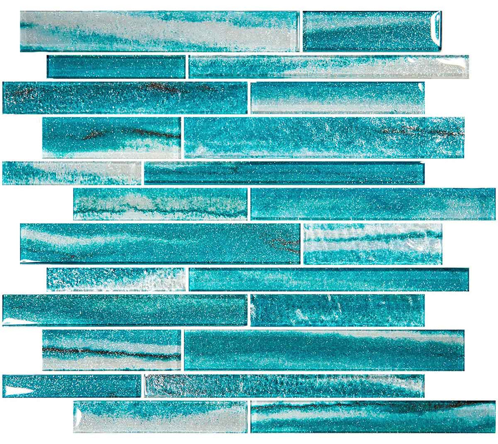 Coastal Sands Aquamarine Mixed Glass Mosaic Tile