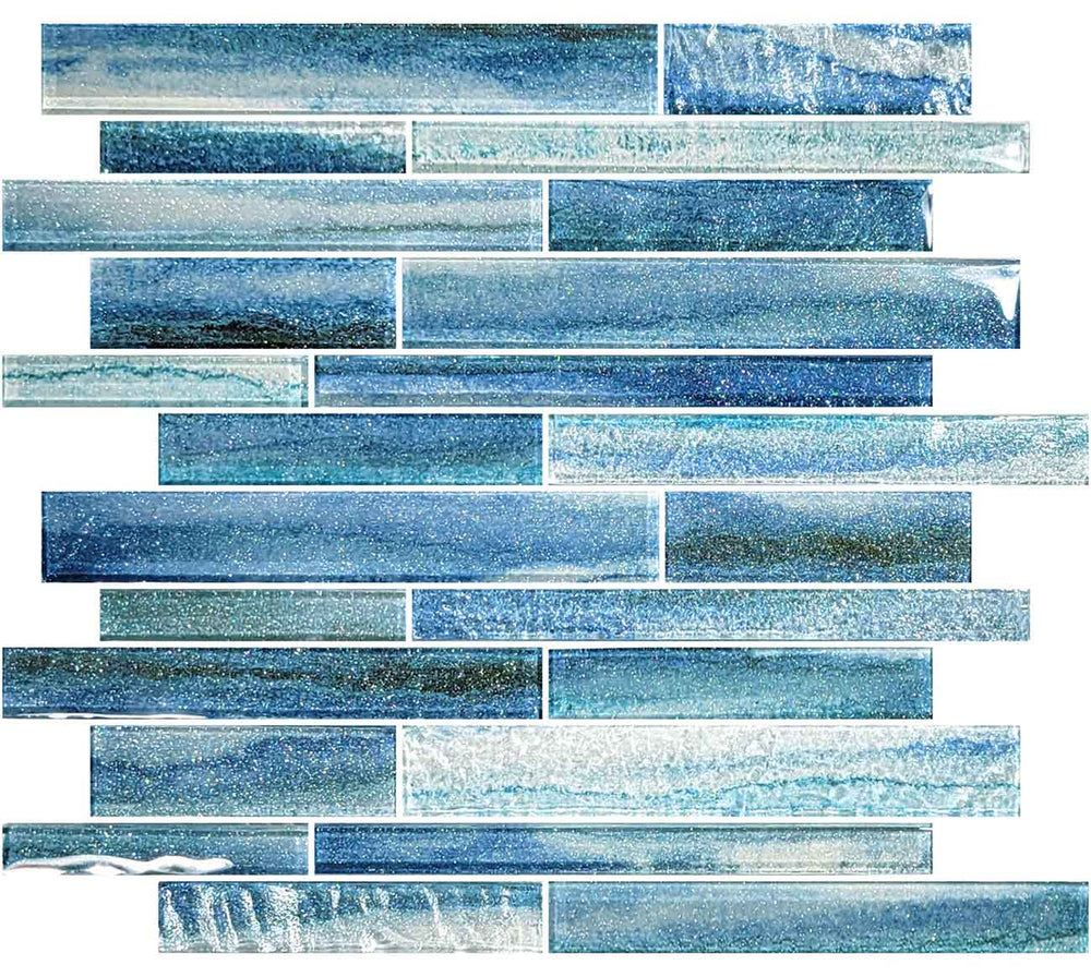 Coastal Sands Tidal Blue Mixed Glass Mosaic Tile