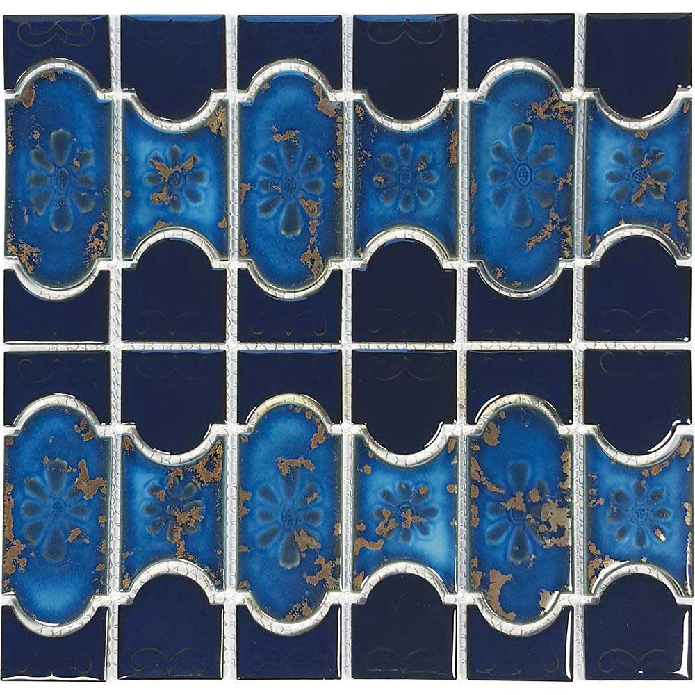 Cobalt Blue with Terra Mosaic Porcelain Pool Tile