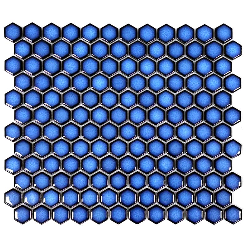 Crystal Blue Hexagon 1x1 Porcelain Pool Tile