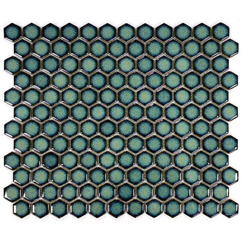 Crystal Green Hexagon 1x1 Porcelain Pool Tile