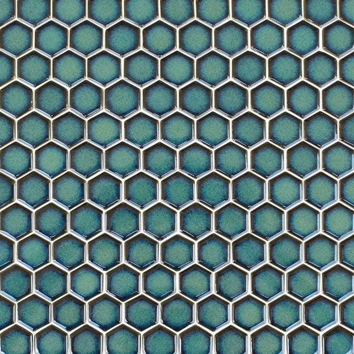 Crystal Green Hexagon 1x1 Porcelain Pool Tile