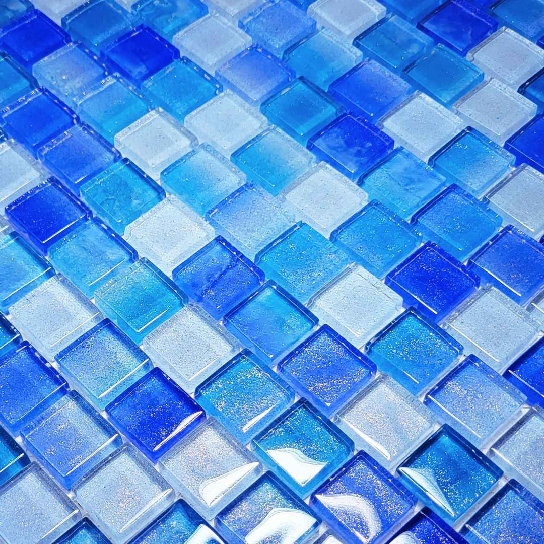 Crystal Water Aqua Blue 1x1 Glass Tile
