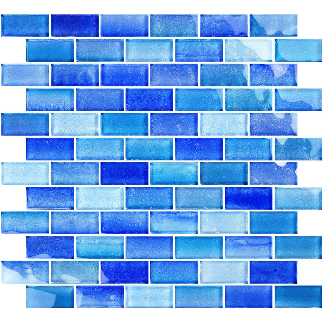 Crystal Water Aqua Blue 1x2 Glass Pool Tile
