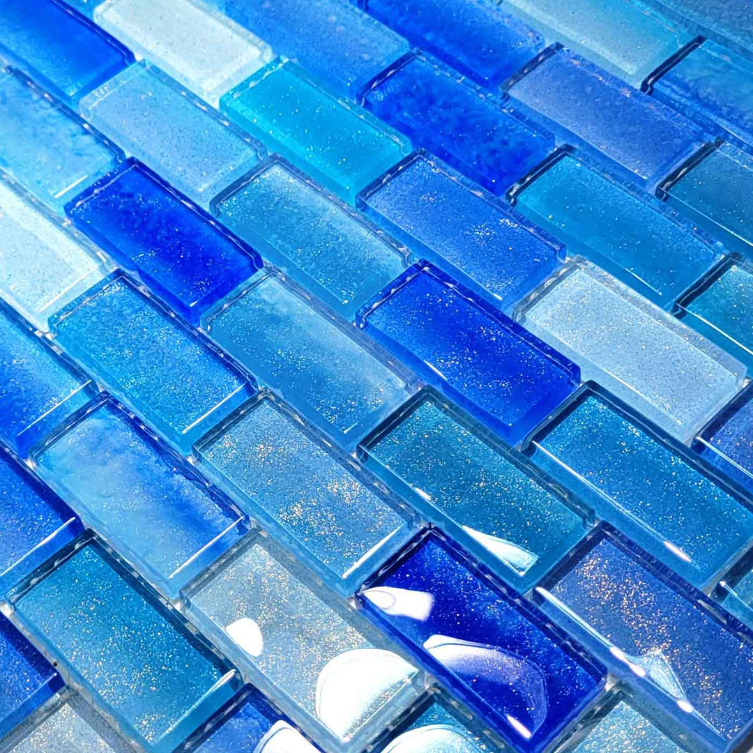 Crystal Water Aqua Blue 1x2 Glass Tile