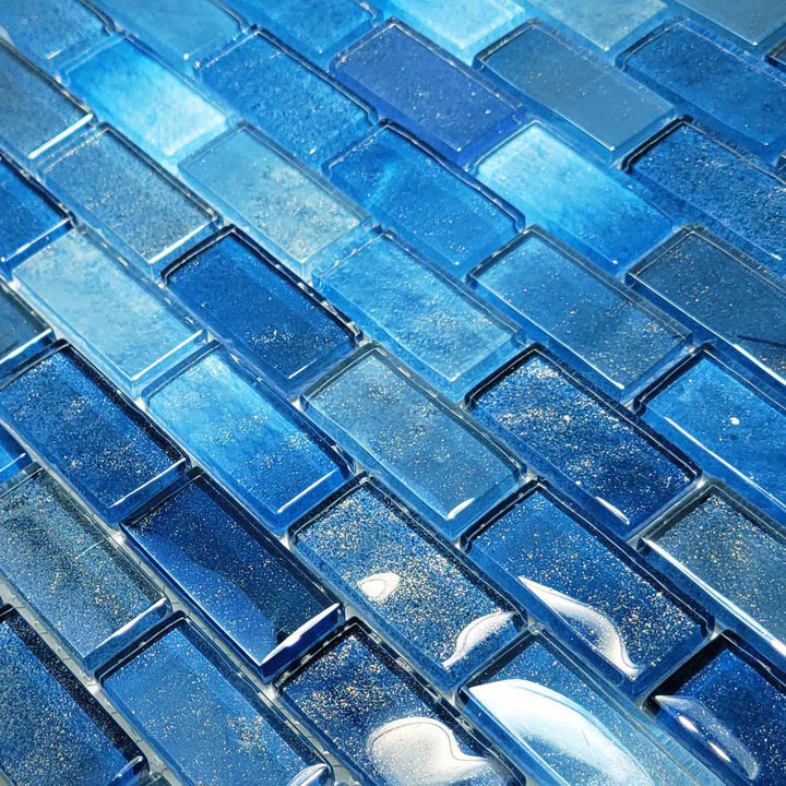 Crystal Water Gulf Stream Blue 1x2 Glass Tile