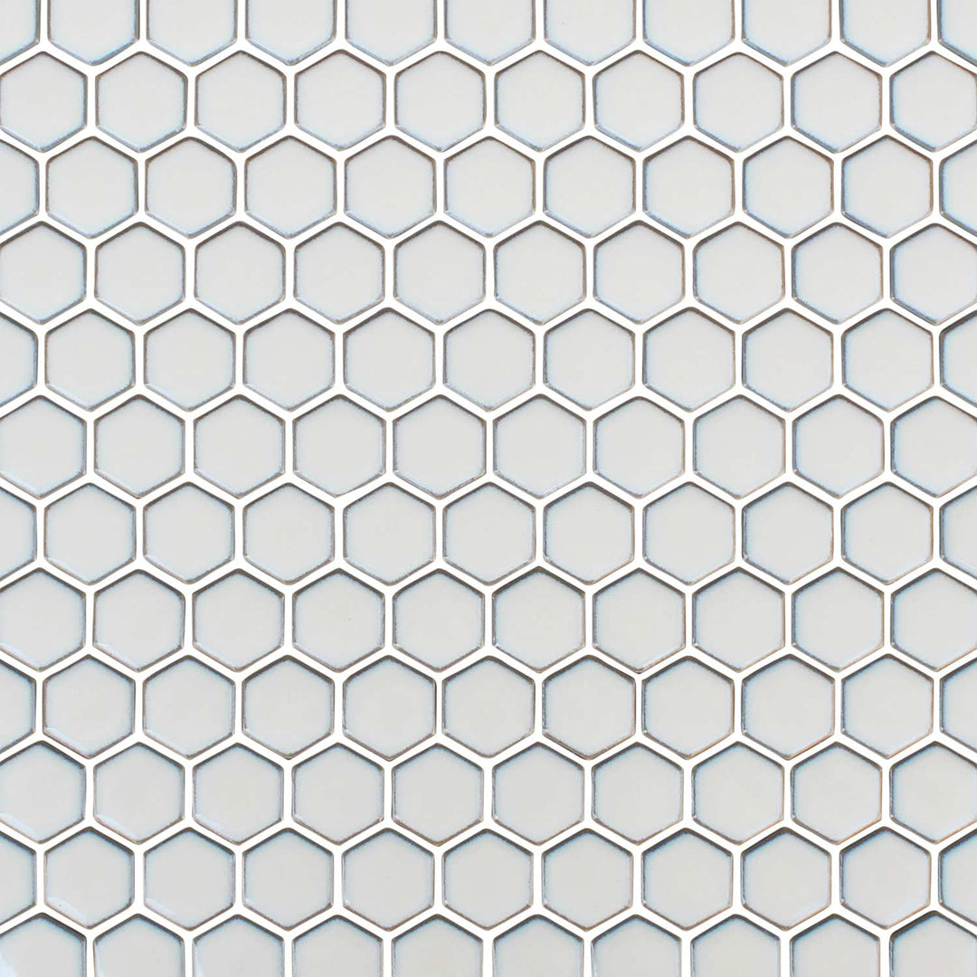 Crystal White Hexagon 1x1 Porcelain Pool Tile