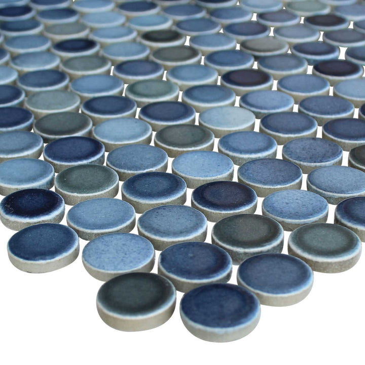 Denim Gray Penny Round Porcelain Tile Mosaics for Pools