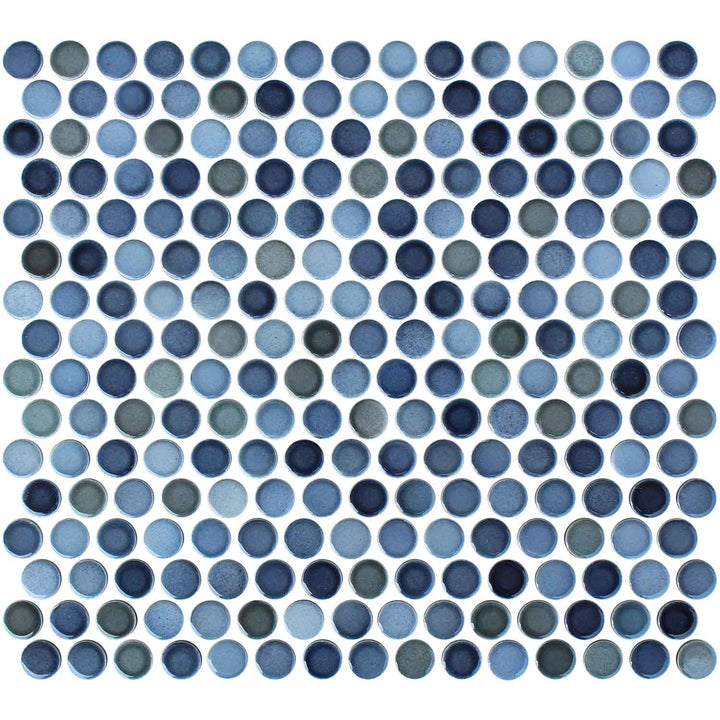 Denim Gray Penny Round Porcelain Tile Mosaics