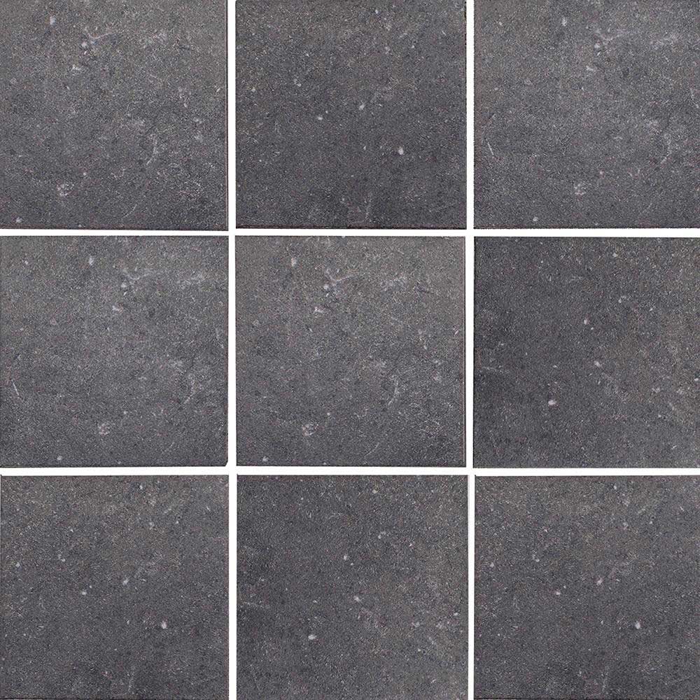 Nine square tiles of dark gray stone with a subtle pattern.