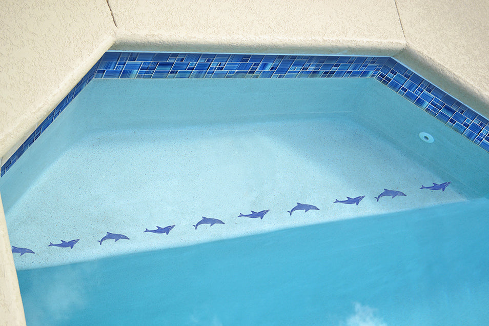 Dolphin Step Markers Pool Mosaics