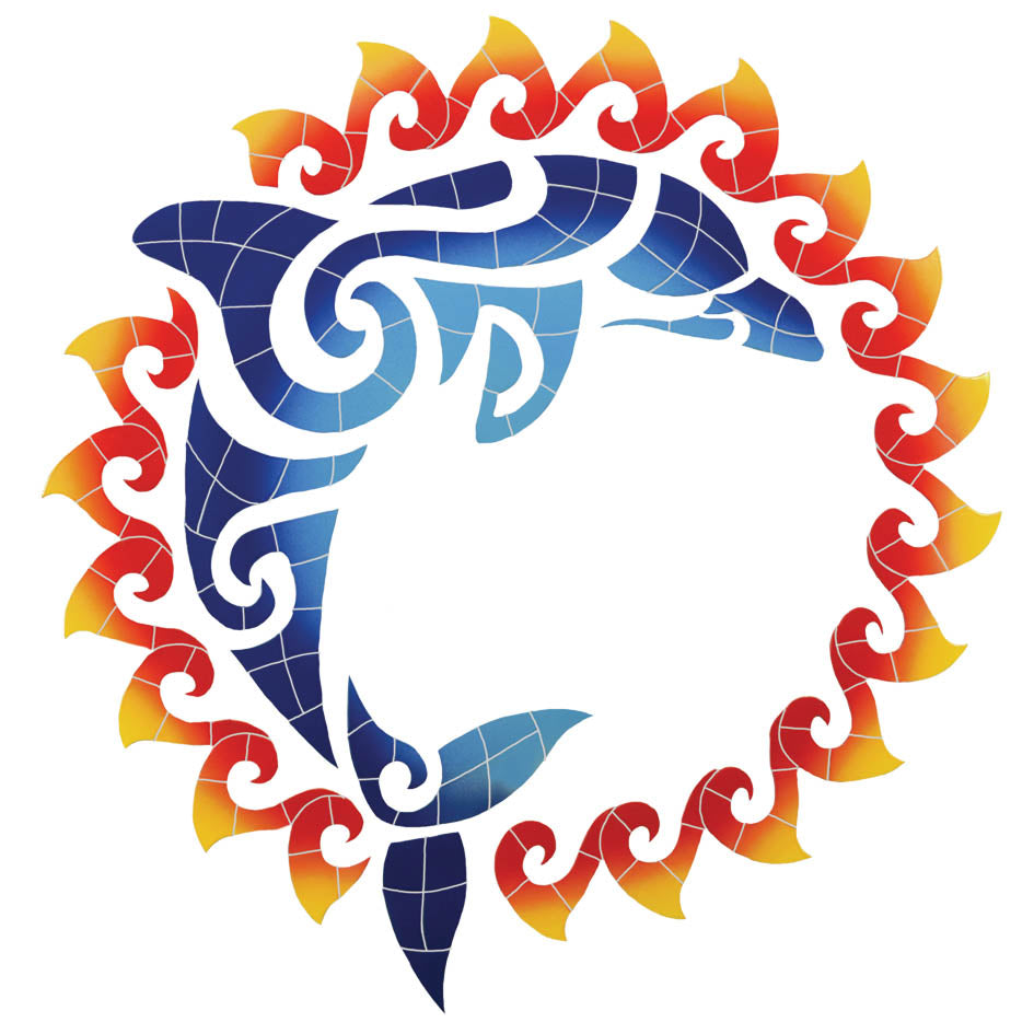 Blue Dolphin Sun Medallion Pool Mosaic