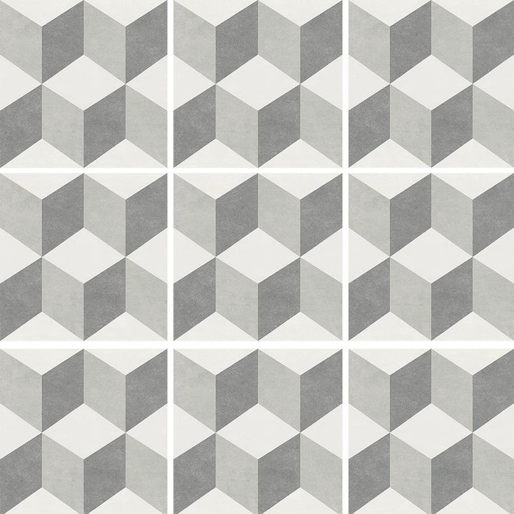 Geometric pattern of gray and white tiles